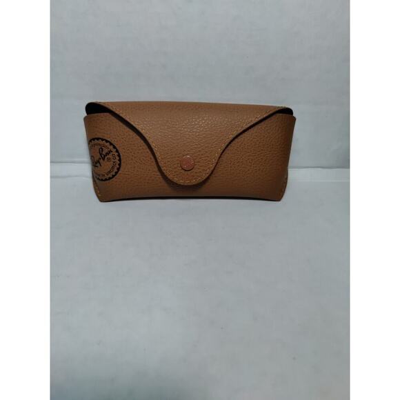 Ray Ban Brown Leather Case only No cleaning cloth PRE OWNED Black Logo - Picture 1 of 13